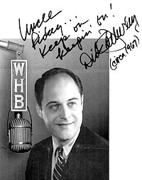 Picture of Richard Fatherley and WHB microphone inscribed: Uncle Ricky, keep on keepin' on, Dick Fatherley, circa 1967