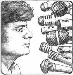 Illustration of Casey Kasem and Many Microphones